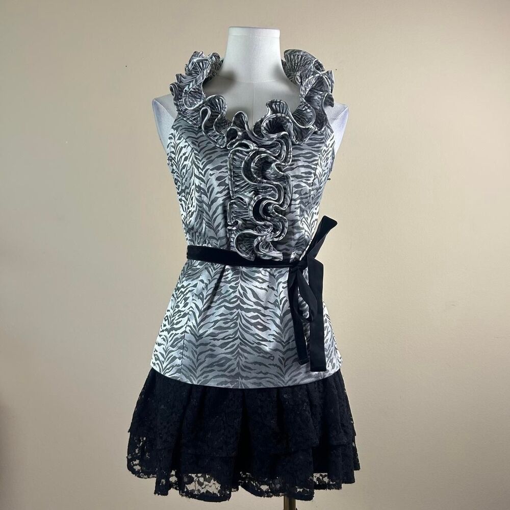 Vintage Couture Dark Coquette Zebra Print Halter Top